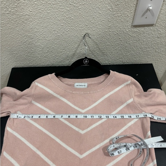 Liz Claiborne 100% Cotton Light Pink Chevron Sweater Sz S - Picture 4 of 7